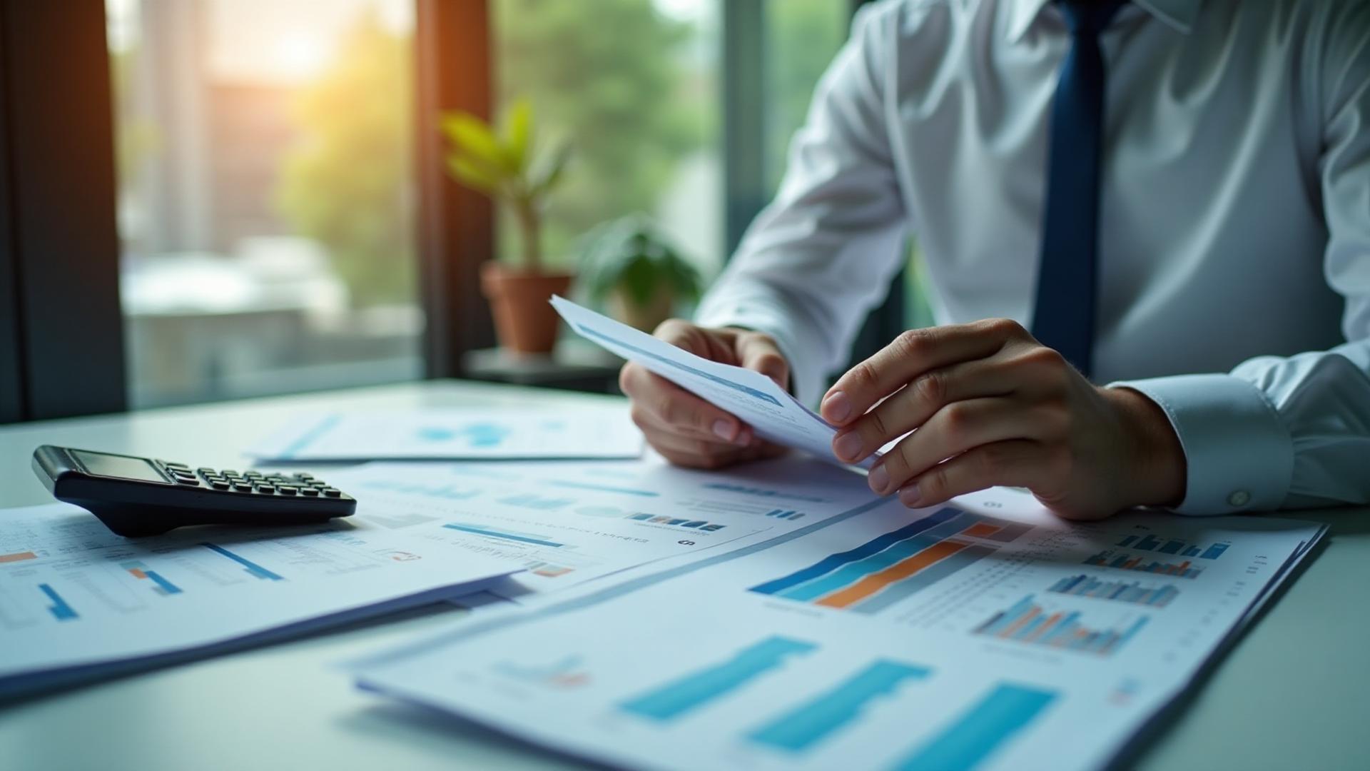 Auditor fiscal revisando documentos tributarios